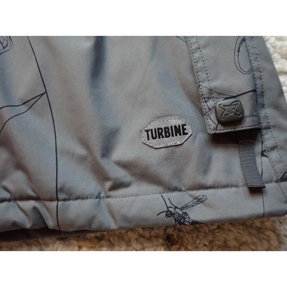 Turbine Snowboard Jacket Boys XL Grey‎ Excellent Hooded Graphic Print Ski Coat